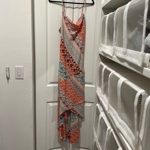 Crowl neck high low dress